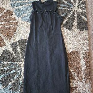 Lace Up Detail Black Dress